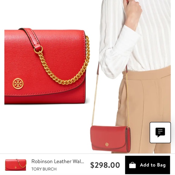 Tory Burch Robinson tiny purse on gold chain